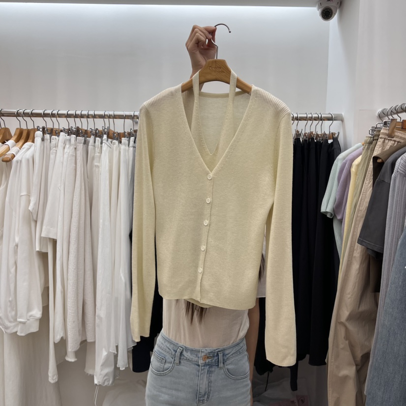 DRESS ROOM直郵韓國代購㊣女裝新款時尚針織衫不含內搭開衫DRESS ROOM針織衫
