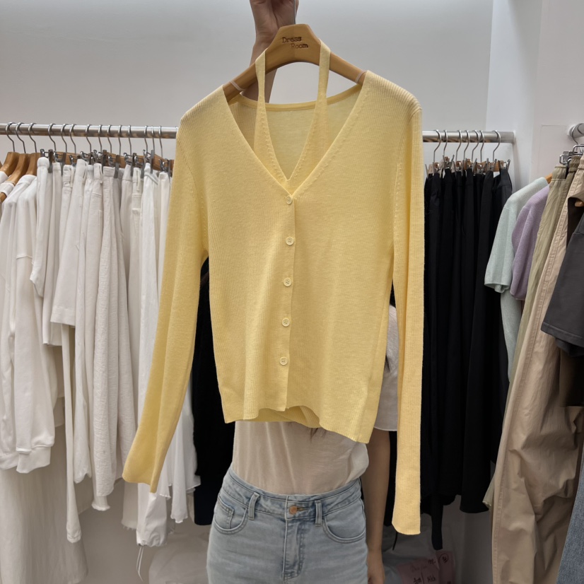 DRESS ROOM直郵韓國代購㊣女裝新款時尚針織衫不含內搭開衫DRESS ROOM針織衫圖色3