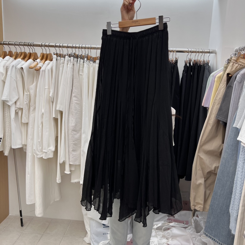 DRESS ROOM韓國㊣直郵東大門代購女裝新品25春夏長裙荷葉邊DRESS ROOM長裙圖色2