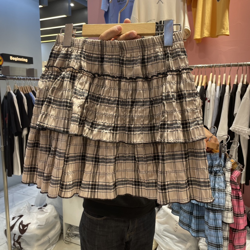 K STORY直郵韓國代購㊣女裝新品熱賣休閑時尚短裙格紋半身裙K STORY短裙