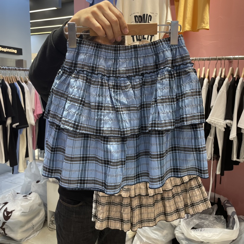 K STORY直郵韓國代購㊣女裝新品熱賣休閑時尚短裙格紋半身裙K STORY短裙