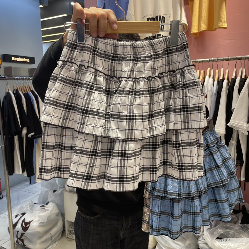 K STORY直郵韓國代購㊣女裝新品熱賣休閑時尚短裙格紋半身裙K STORY短裙圖色2