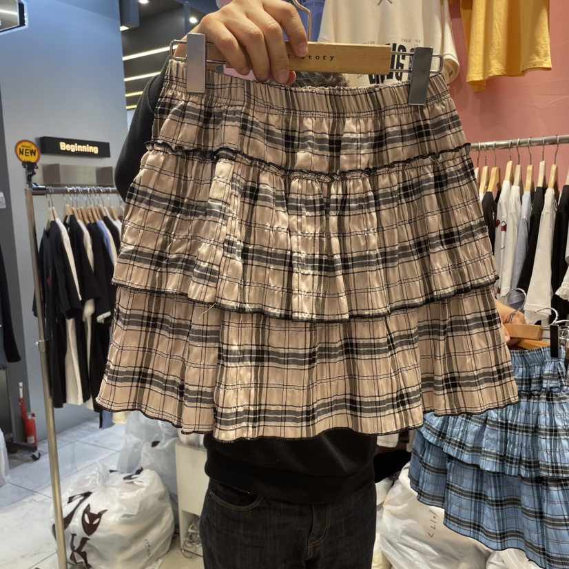 K STORY直郵韓國代購㊣女裝新品熱賣休閑時尚短裙格紋半身裙K STORY短裙圖色4