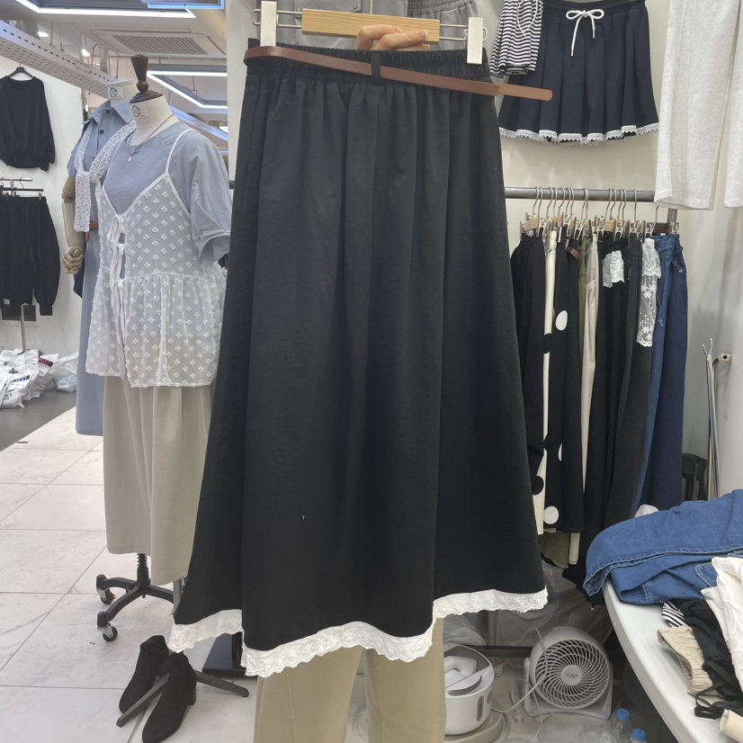 HOJAE韓國㊣直郵東大門代購女裝新款休閑熱賣時尚推薦長裙蕾絲MID-LEVEL JUMP長裙
