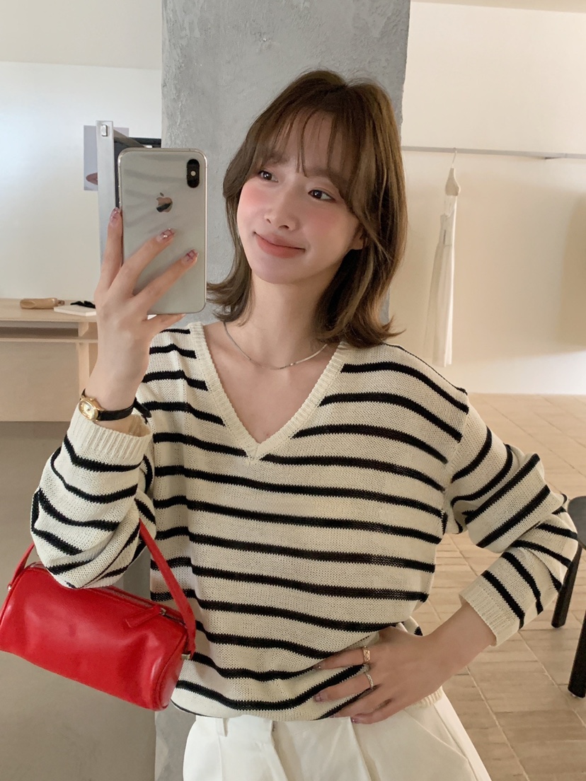 HER韓國㊣直郵東大門代購女裝新品推薦時尚休閑熱賣25春夏針織衫HER針織衫