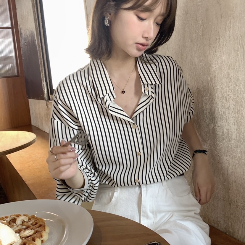 HER韓國㊣直郵東大門代購女裝新款25春夏時尚熱賣襯衫蕾絲衫HER襯衫/蕾絲衫