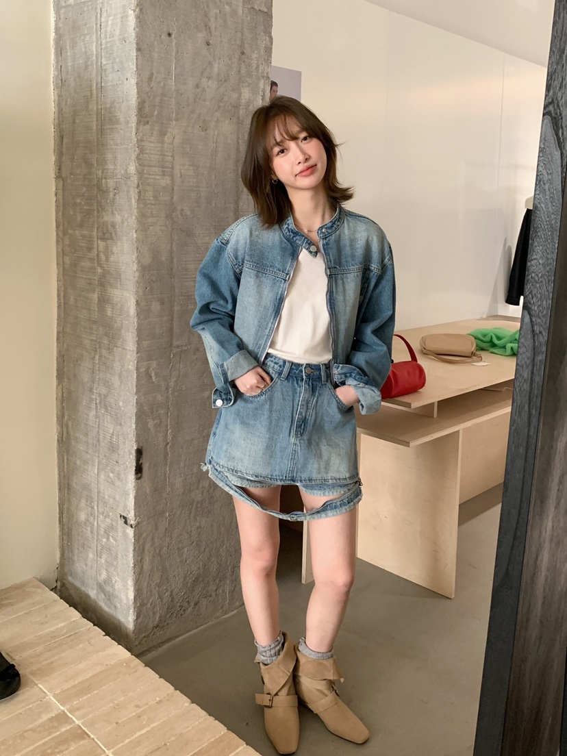 HER韓國直郵㊣女裝新款推薦25春夏休閑人氣時尚熱賣夾克拉鏈HER夾克