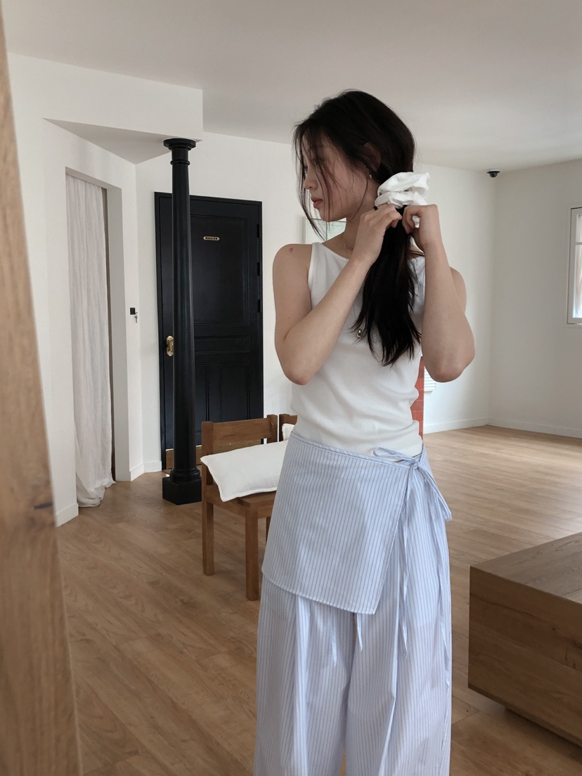 LONG PEAK韓國直郵㊣東大門實拍女裝新款人氣裙褲可拆卸條紋LONG PEAK裙褲