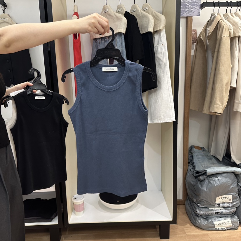MUYBIEN直郵韓國代購㊣女裝新品人氣熱賣休閑25春夏吊帶背心MUYBIEN吊帶/背心圖色2