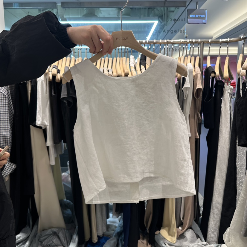 HONG.U韓國直郵㊣東大門實拍女裝新品人氣休閑時尚吊帶背心HONG.U吊帶/背心圖色2