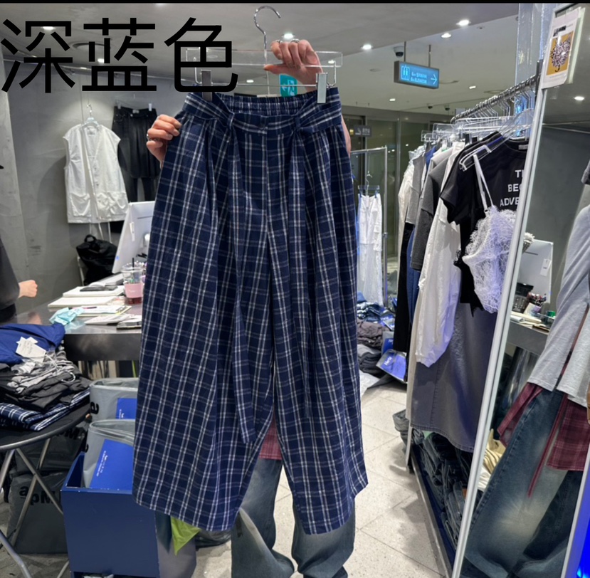 HERTZ-P直郵韓國代購㊣女裝新款熱賣時尚休閑褲含腰帶格紋HERTZ-P休閑褲圖色2