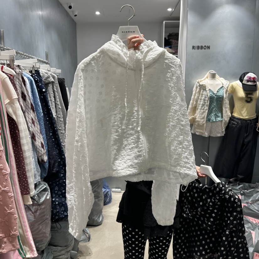 RIBBON韓國直郵㊣東大門實拍女裝新款25春夏時尚熱賣夾克兜帽RIBBON夾克