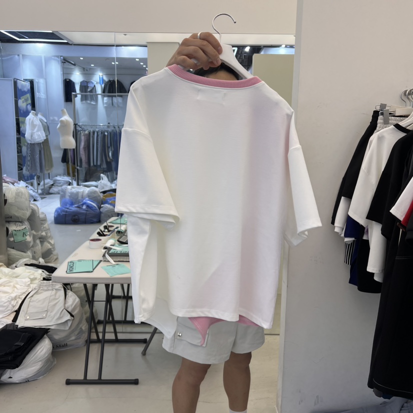 NON CLIP韓國直郵㊣女裝新款休閑25春夏熱賣推薦T恤假兩件NON CLIPT恤