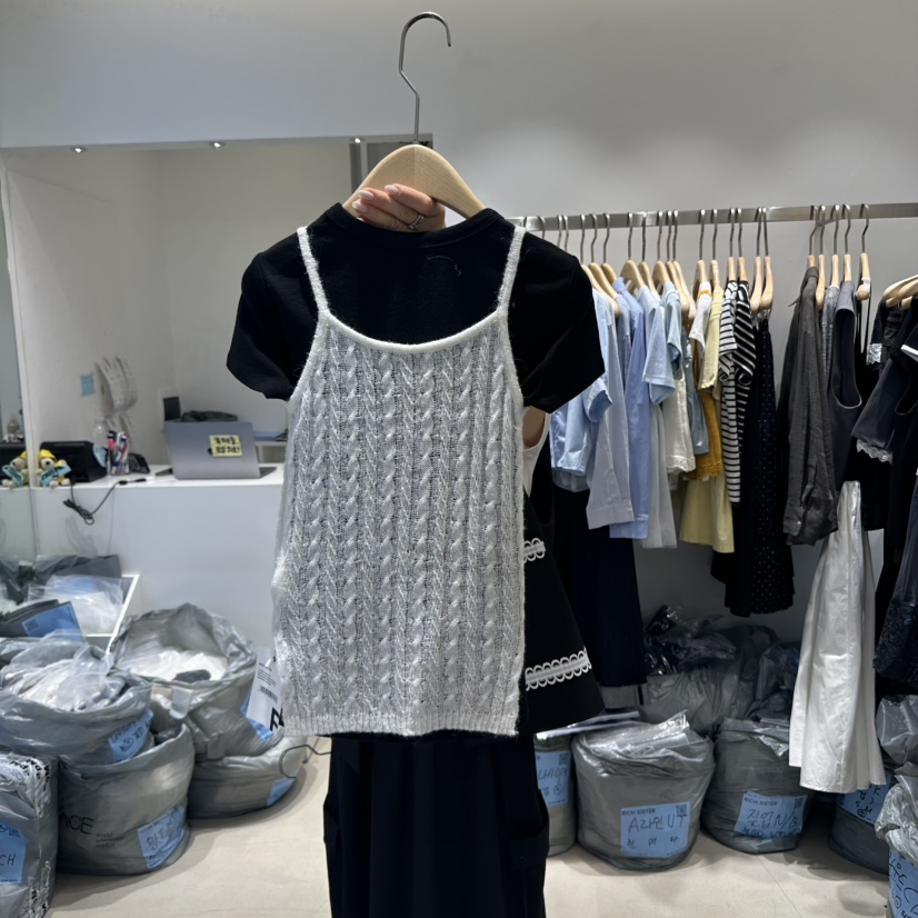 RICH SISTER直郵韓國代購㊣女裝新品25春夏吊帶背心不含內搭RICH SISTER吊帶/背心