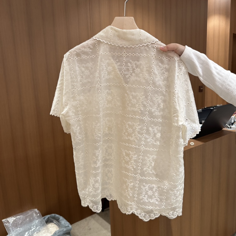 REPERTORY韓國㊣直郵東大門代購女裝新品休閑襯衫蕾絲衫刺繡蕾絲REPERTORY襯衫/蕾絲衫