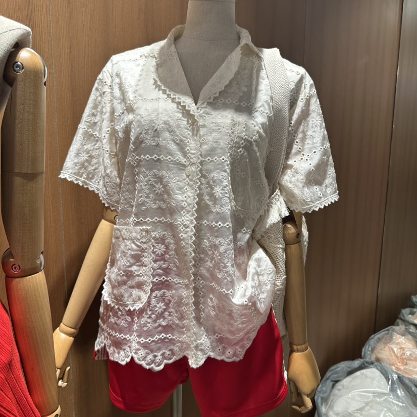 REPERTORY韓國㊣直郵東大門代購女裝新品休閑襯衫蕾絲衫刺繡蕾絲REPERTORY襯衫/蕾絲衫