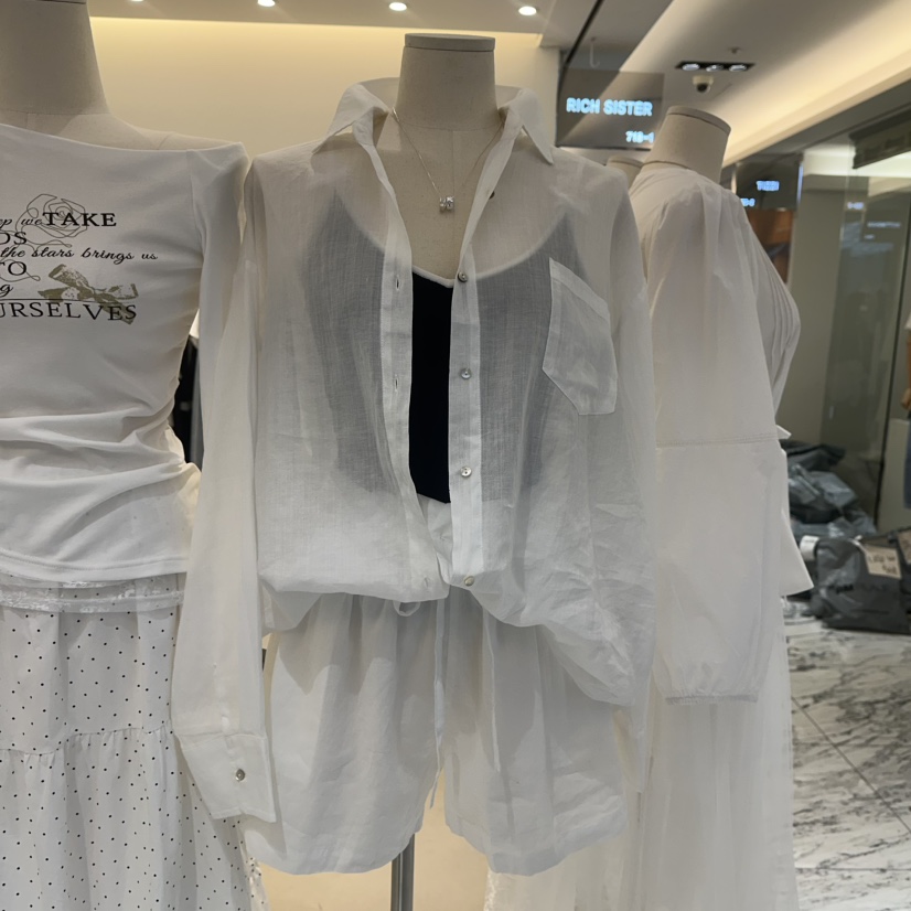 RICH SISTER韓國直郵㊣女裝新品休閑人氣時尚襯衫蕾絲衫亞麻RICH SISTER襯衫/蕾絲衫
