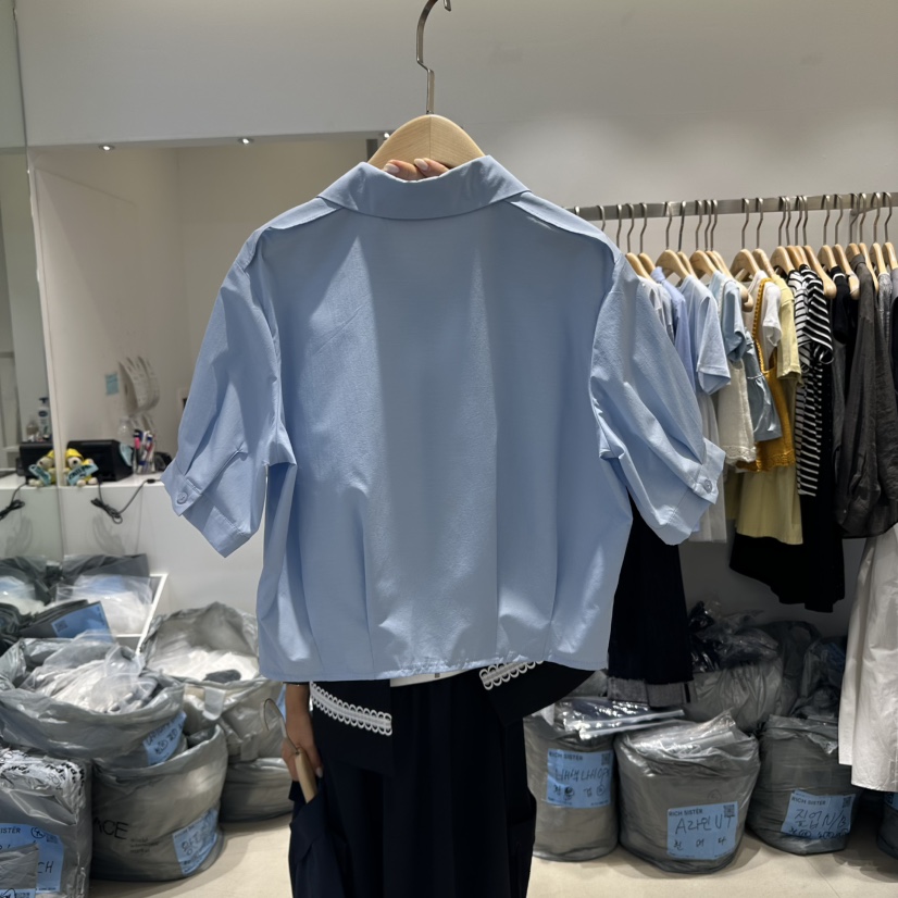RICH SISTER韓國㊣直郵東大門代購女裝新品人氣襯衫蕾絲衫拉鏈RICH SISTER襯衫/蕾絲衫