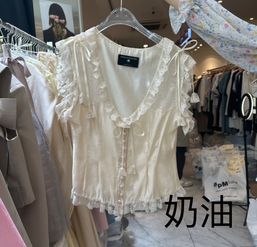 CHEAP-CHIC韓國直郵㊣東大門實拍女裝新品推薦人氣襯衫蕾絲衫CHEAP-CHIC/CHARLES THE SECOND襯衫/蕾絲衫圖色1