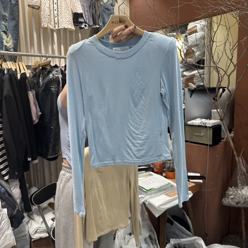 MIENNE韓國直郵㊣女裝新品推薦人氣休閑25春夏時尚熱賣長袖T恤MIENNE長袖T恤