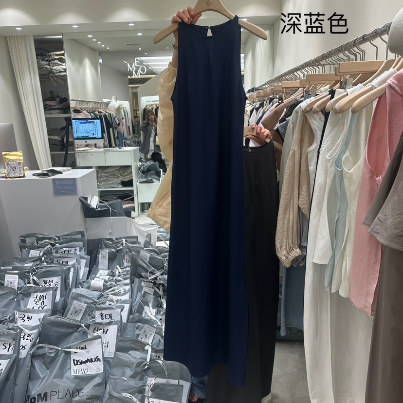 ME MO韓國㊣直郵東大門代購女裝新品推薦休閑連衣裙不含絲巾ME MO連衣裙圖色3