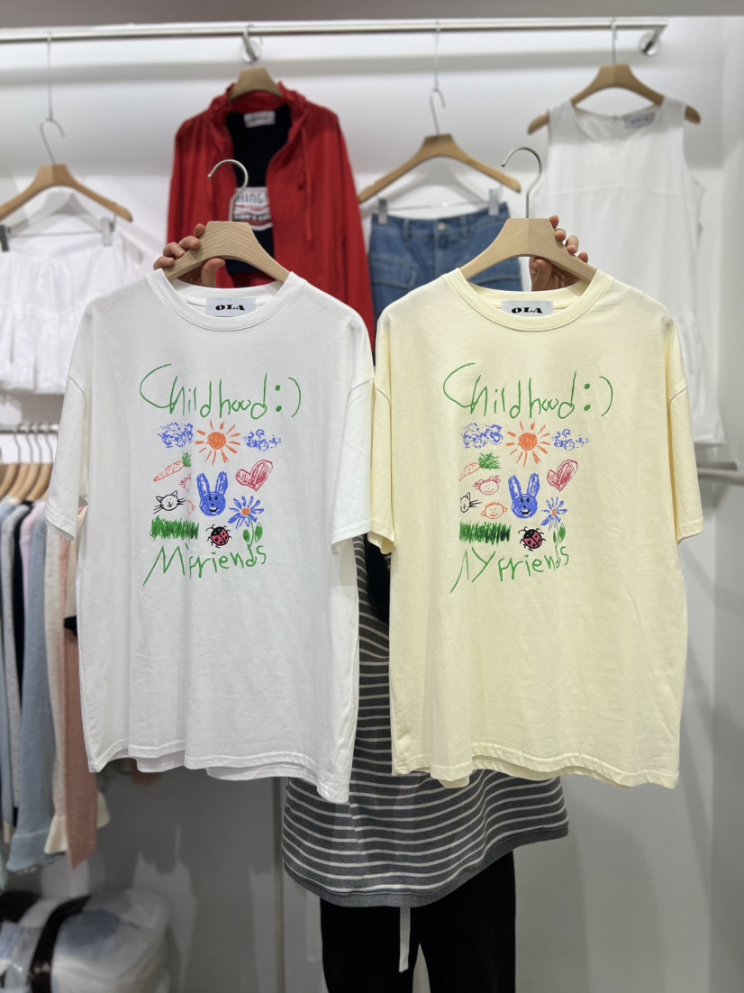 OLA直郵韓國代購㊣女裝新品熱賣人氣推薦25春夏休閑時尚T恤mellor/OLAT恤