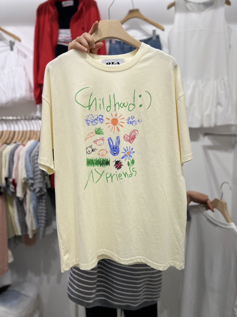 OLA直郵韓國代購㊣女裝新品熱賣人氣推薦25春夏休閑時尚T恤mellor/OLAT恤圖色2
