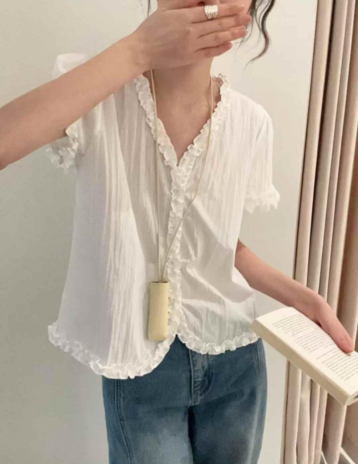 BOBBIE DOLL直郵韓國代購㊣女裝新品熱賣人氣25春夏襯衫蕾絲衫BOBBIE DOLL襯衫/蕾絲衫圖色2