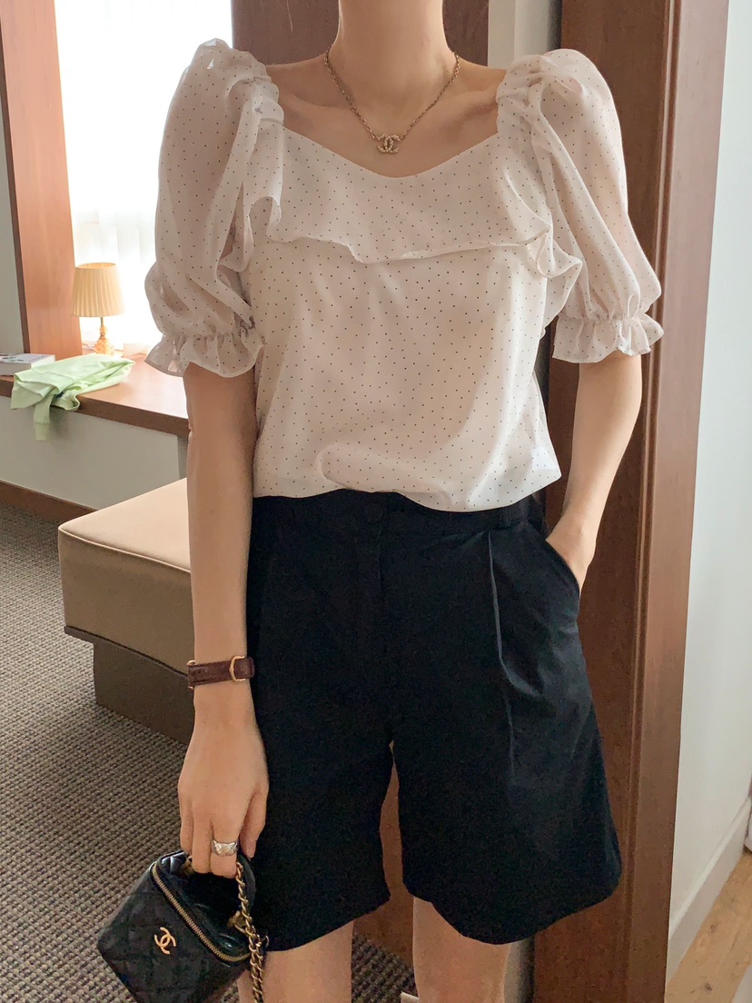 CRONG韓國直郵㊣女裝新品人氣25春夏推薦熱賣休閑襯衫蕾絲衫CRONG襯衫/蕾絲衫