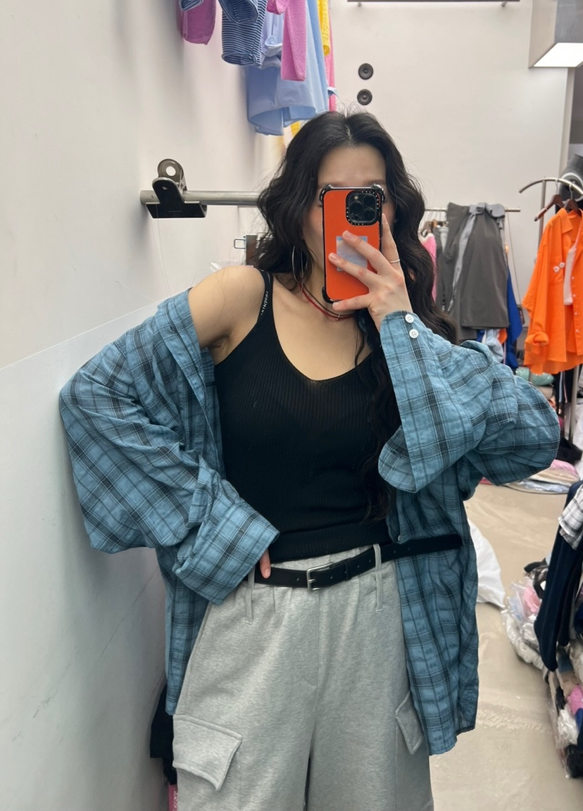 PAIRING直郵韓國代購㊣女裝新品人氣休閑襯衫蕾絲衫格紋亞麻PAIRING襯衫/蕾絲衫