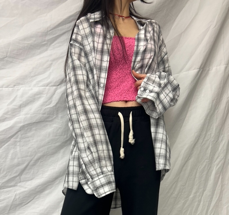PAIRING直郵韓國代購㊣女裝新品人氣休閑襯衫蕾絲衫格紋亞麻PAIRING襯衫/蕾絲衫