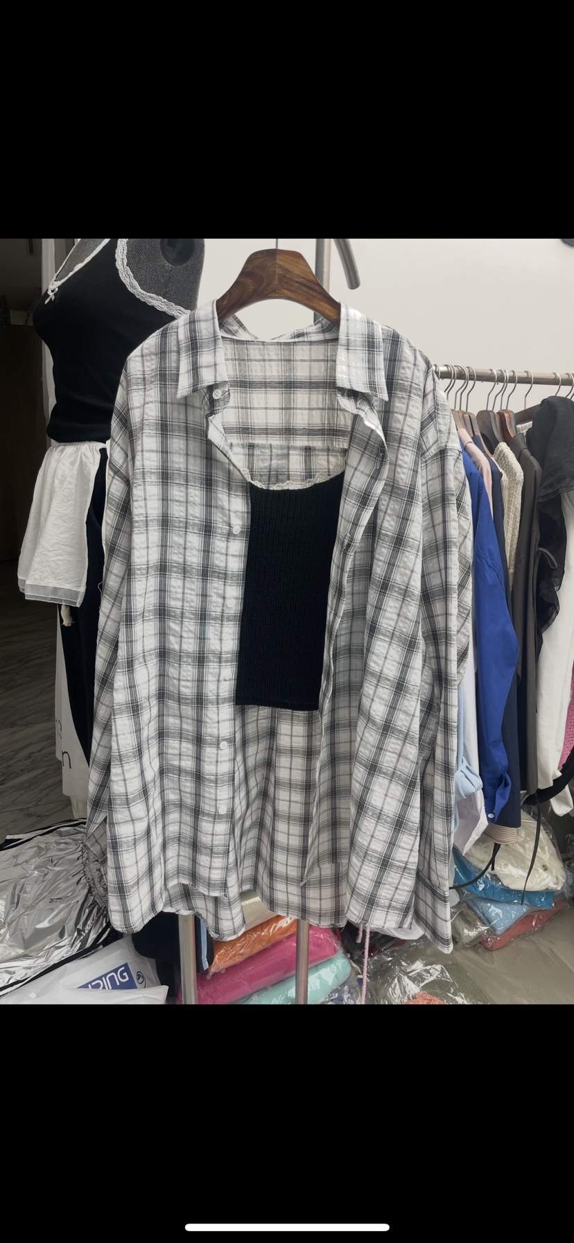 PAIRING直郵韓國代購㊣女裝新品人氣休閑襯衫蕾絲衫格紋亞麻PAIRING襯衫/蕾絲衫