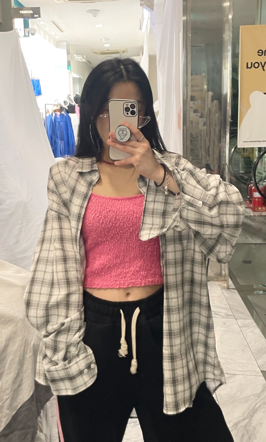 PAIRING直郵韓國代購㊣女裝新品人氣休閑襯衫蕾絲衫格紋亞麻PAIRING襯衫/蕾絲衫
