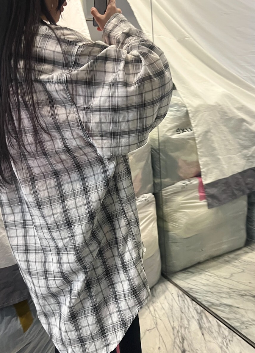 PAIRING直郵韓國代購㊣女裝新品人氣休閑襯衫蕾絲衫格紋亞麻PAIRING襯衫/蕾絲衫