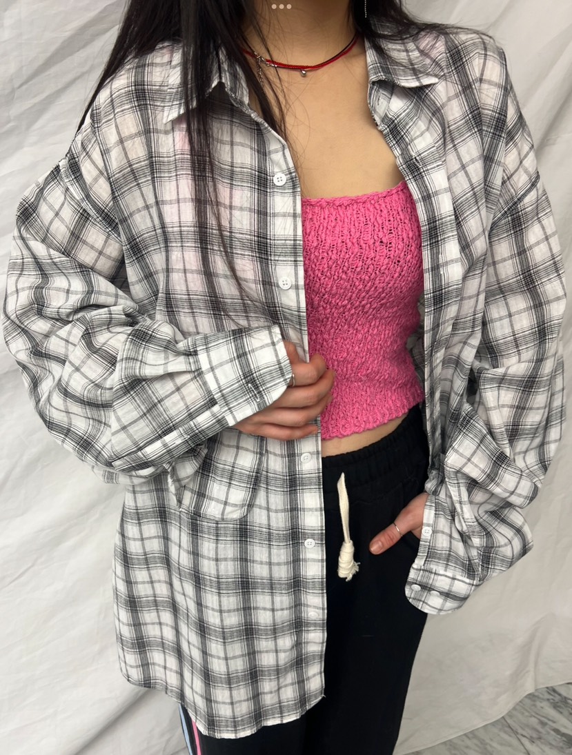 PAIRING直郵韓國代購㊣女裝新品人氣休閑襯衫蕾絲衫格紋亞麻PAIRING襯衫/蕾絲衫
