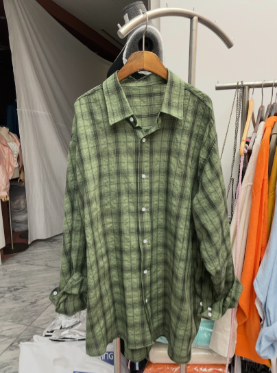 PAIRING直郵韓國代購㊣女裝新品人氣休閑襯衫蕾絲衫格紋亞麻PAIRING襯衫/蕾絲衫圖色3