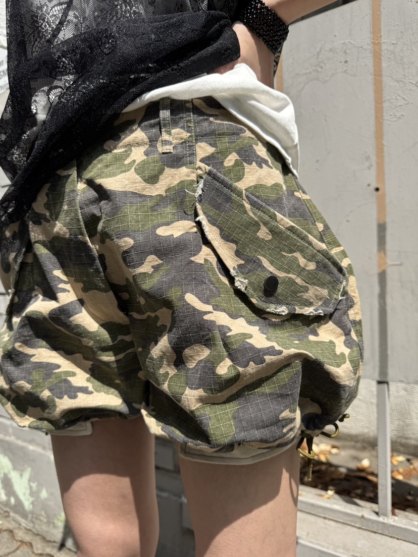 FRANC—L韓國直郵㊣東大門實拍女裝新品休閑時尚25春夏短褲迷彩FRANC短褲