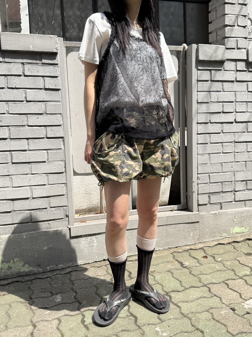 FRANC—L韓國直郵㊣東大門實拍女裝新品休閑時尚25春夏短褲迷彩FRANC短褲
