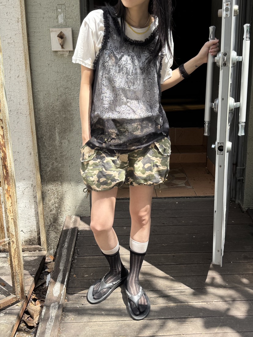 FRANC—L韓國直郵㊣東大門實拍女裝新品休閑時尚25春夏短褲迷彩FRANC短褲