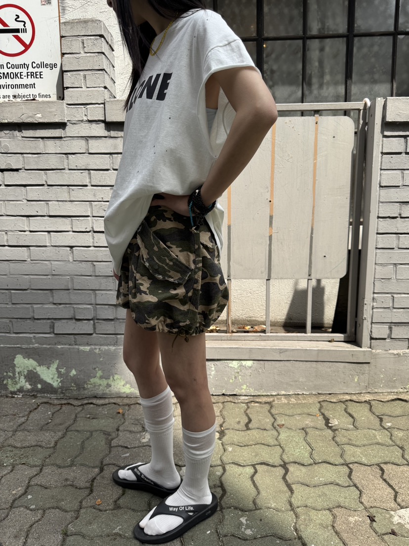 FRANC—L韓國直郵㊣東大門實拍女裝新品休閑時尚25春夏短褲迷彩FRANC短褲