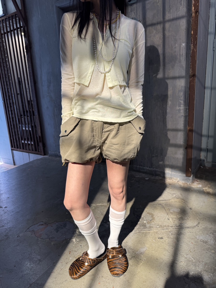 FRANC—L韓國直郵㊣東大門實拍女裝新品休閑時尚25春夏短褲迷彩FRANC短褲