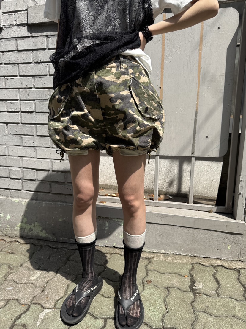 FRANC—L韓國直郵㊣東大門實拍女裝新品休閑時尚25春夏短褲迷彩FRANC短褲