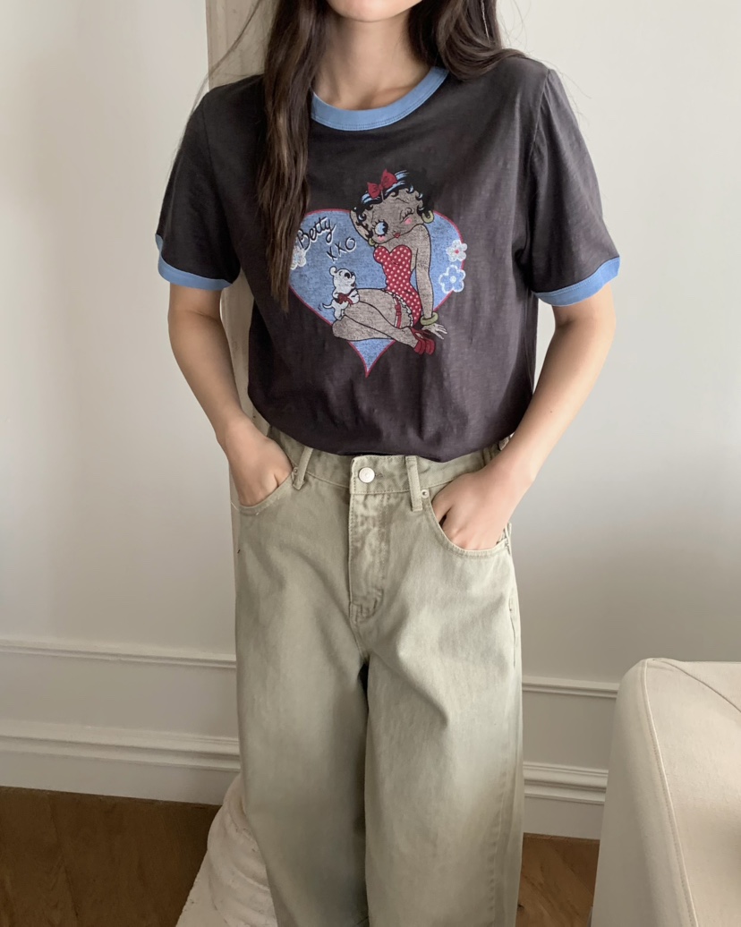 PEBBLE韓國直郵㊣東大門實拍女裝新款人氣推薦休閑時尚25春夏T恤PEBBLE/LAYERT恤