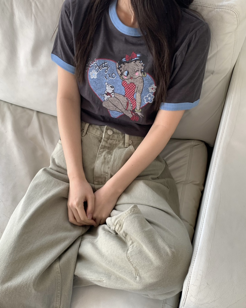 PEBBLE韓國直郵㊣東大門實拍女裝新款人氣推薦休閑時尚25春夏T恤PEBBLE/LAYERT恤