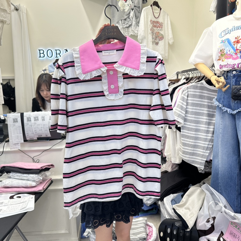 BORA BORA韓國㊣直郵東大門代購女裝新品推薦人氣時尚25春夏T恤BORA BORAT恤圖色2