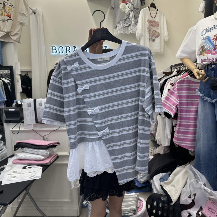 BORA BORA直郵韓國代購㊣女裝新品人氣推薦25春夏休閑時尚T恤BORA BORAT恤圖色2