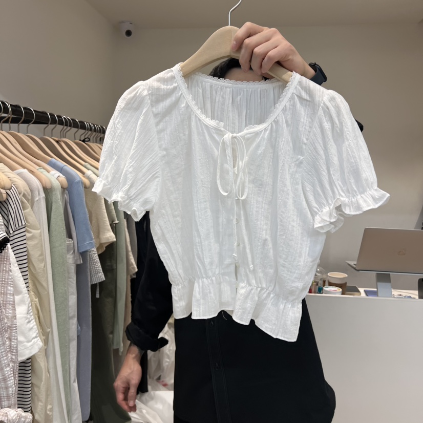 JINSIM韓國直郵㊣東大門實拍女裝新品推薦25春夏襯衫蕾絲衫JINSIM襯衫/蕾絲衫圖色1