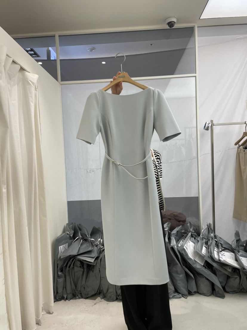 MER韓國直郵㊣東大門實拍女裝新品人氣推薦熱賣連衣裙含腰帶MER/ANGELO BIANCO連衣裙圖色1