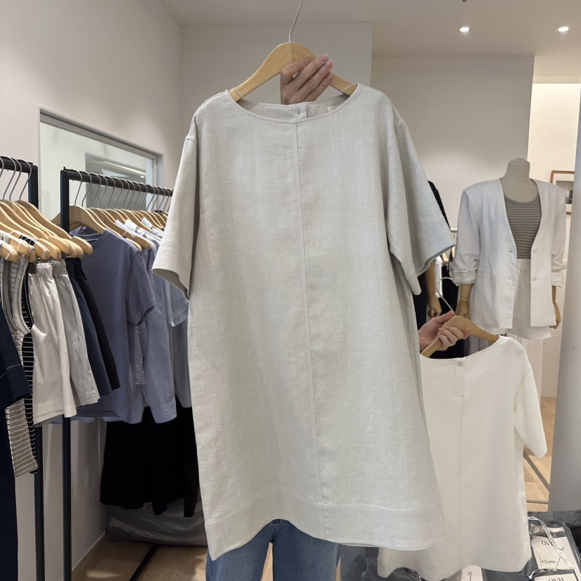 OVU韓國直郵㊣女裝新品25春夏推薦休閑熱賣時尚人氣連衣裙亞麻OVU連衣裙圖色2