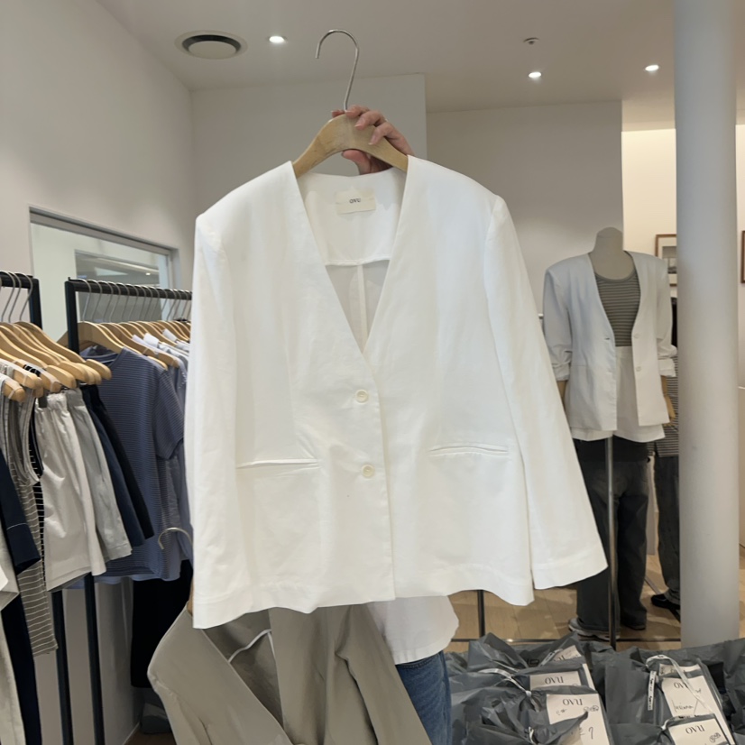 OVU直郵韓國代購㊣女裝新品推薦熱賣時尚休閑25春夏夾克亞麻OVU夾克圖色1